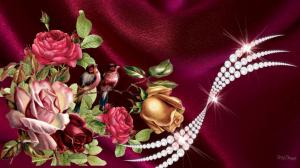 Vintage Roses Pearls wallpaper thumb