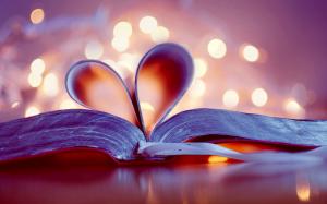 Book, bookmark, love heart, blurred background wallpaper thumb