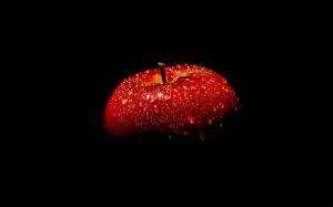 Red apple, black background wallpaper thumb