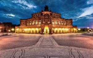 Dresden, Germany, city, night, Semper Opera, lights wallpaper thumb