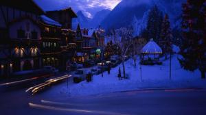 Mountain Town During Holidays At Night wallpaper thumb