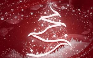 Wonderful Abstract Red Christmas Tree Snowflakes Holiday Winter wallpaper thumb