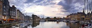 The Vieux Bassin, Honfleur, France, river, boats, dusk, houses wallpaper thumb