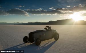 Classic Car Classic Hot Rod Salt Flat Sunlight Sunset HD wallpaper thumb