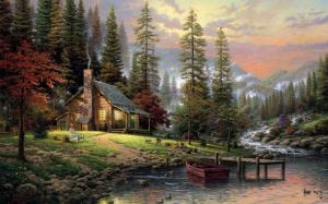 House Cottage Forest HD wallpaper thumb