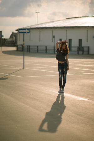 Victoria Ryzhevolosaya, Women, Model, Redhead, Nose Rings, Jeans, Torn Jeans, Outdoors wallpaper thumb