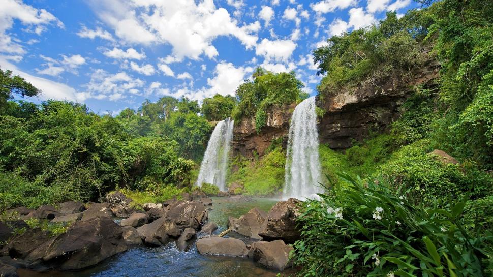 Waterfall Tropical Forest Jungle Rocks Stones HD wallpaper,nature HD wallpaper,forest HD wallpaper,rocks HD wallpaper,stones HD wallpaper,waterfall HD wallpaper,tropical HD wallpaper,jungle HD wallpaper,1920x1080 wallpaper