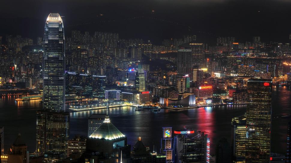 Hong Kong Panorama at Night wallpaper,Hong Kong HD wallpaper,1920x1080 wallpaper