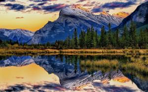Vermillion Lakes, Banff National Park, Alberta, Canada, trees, mountains wallpaper thumb