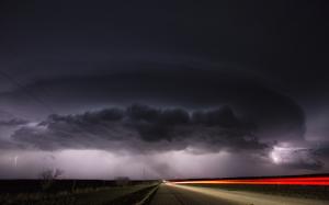 Storm Lightning Clouds Timelapse Road HD wallpaper thumb