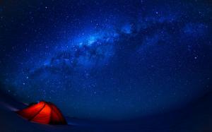 tent, Milky Way, landscape, blue, night, aurora wallpaper thumb