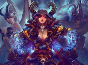 World of Warcraft, art painting, girl, monster wallpaper thumb