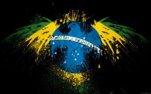 Eagle on Brazil Flag colors wallpaper thumb