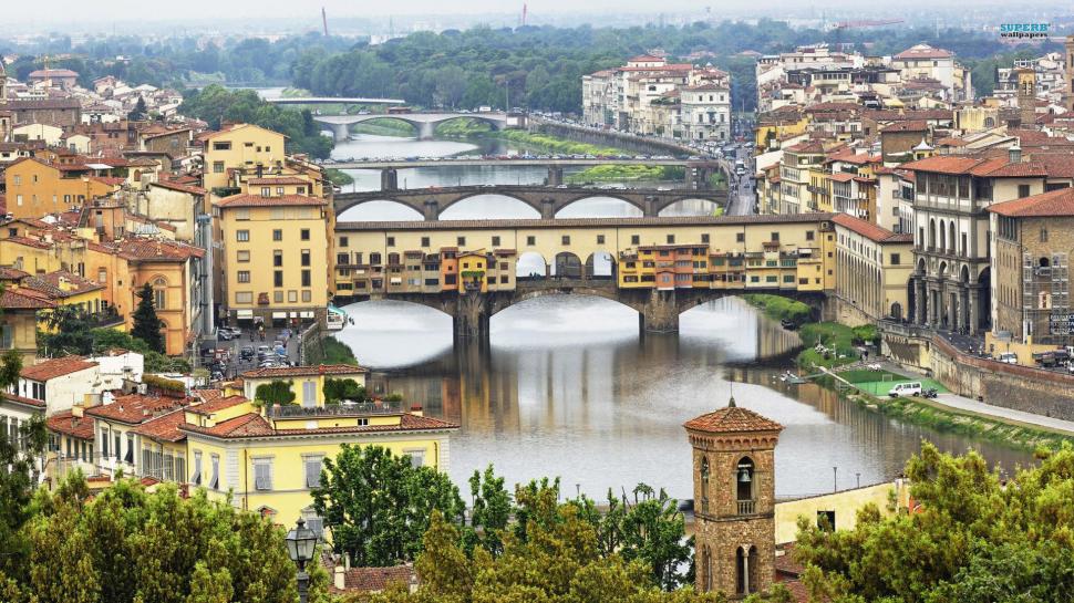 Arno River In Florence wallpaper,trees HD wallpaper,bridges HD wallpaper,river HD wallpaper,city HD wallpaper,nature & landscapes HD wallpaper,1920x1080 wallpaper