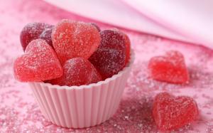 Red marmalade sugar, heart-shaped candy, food, sweet dessert wallpaper thumb