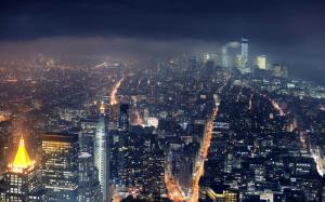 City, New York, metropolis, skyscrapers, night lights wallpaper thumb