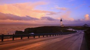 Lighthouse At The End Of Oregon Highway wallpaper thumb