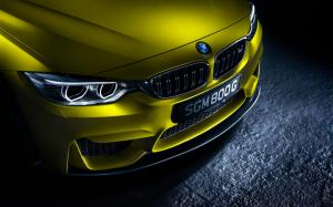 German BMW M4 yellow car front view wallpaper thumb