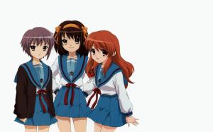 Anime, Anime Girls, The Melancholy of Haruhi Suzumiya, Suzumiya Haruhi, Nagato Yuki, Asahina Mikuru wallpaper thumb