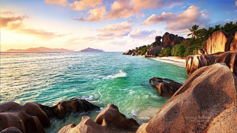 Seychelles Beach wallpaper,water HD wallpaper,indian-ocean HD wallpaper,clouds HD wallpaper,rocks HD wallpaper,1920x1080 wallpaper