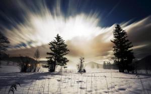 Sunlight Trees Snow Winter Clouds Timelapse Photos wallpaper thumb