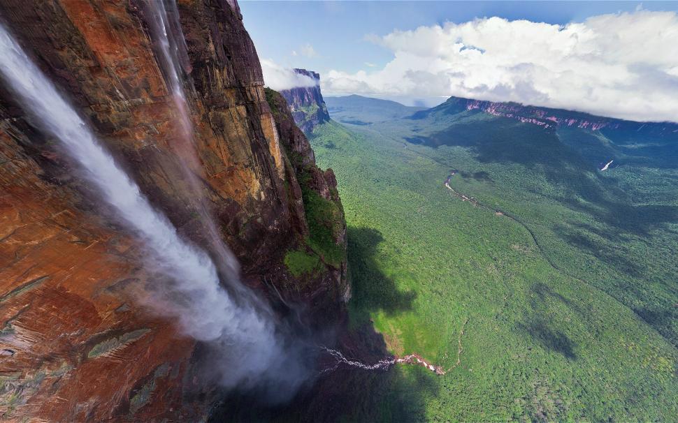 Waterfall Landscape Aerial Tropical Cliff HD wallpaper,nature wallpaper,landscape wallpaper,waterfall wallpaper,tropical wallpaper,aerial wallpaper,cliff wallpaper,1680x1050 wallpaper