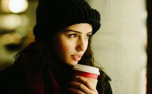 Woman, Winter, Coffee, Model wallpaper thumb
