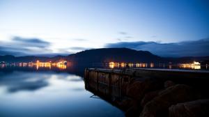Dock Lake Lights Reflection HD wallpaper thumb