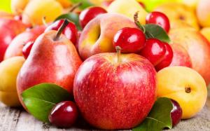 Delicious fruits, apples, pears, apricots, cherries wallpaper thumb
