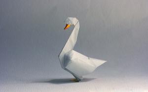 Origami art, white swan wallpaper thumb