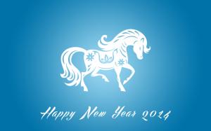 Happy New Year 2014, horse year, blue wallpaper thumb
