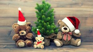 Merry Christmas, hat, decoration, teddy bear wallpaper thumb