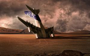 Airbus A-380 in the desert wallpaper thumb