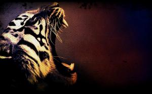 Tiger roaring wallpaper thumb