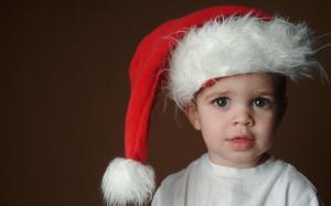 child, hat santa claus, expectation, face, eyes wallpaper thumb