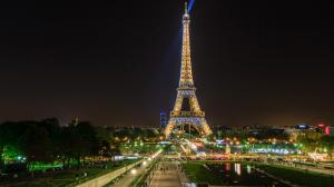 Beautiful night view, Eiffel Tower, spotlight, Paris, France wallpaper thumb