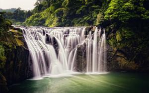 Beautiful waterfall, nature, Shifen Waterfall, Taiwan, forest wallpaper thumb