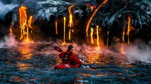 Lava Ocean Kayak HD wallpaper thumb