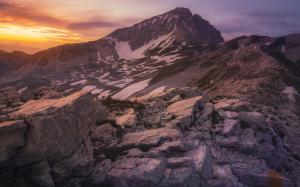 Mountain Landscape Rocks Stones Sunset HD wallpaper thumb