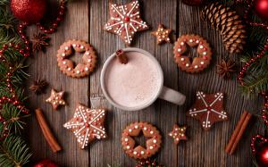 Merry Christmas, cookies, cup, drinks wallpaper thumb