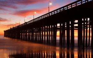 Pier Ocean Beach Sunset HD wallpaper thumb