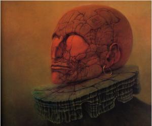 Zdzisław Beksiński, Artwork, Dark, Scary Head, Skeleton wallpaper thumb