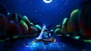 Aladdin Disney Magic Carpet Drawing Night Embrace Stars HD wallpaper thumb