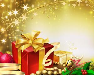 new year, christmas, gift, box, spangles wallpaper thumb