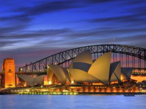 Night Opera House Australia Harbor Sydney Harbour Bridge Desktop Backgrounds wallpaper thumb