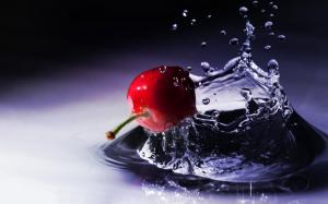 Fruit, cherry splash water, drops wallpaper thumb