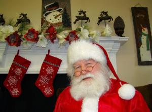 santa claus, fireplace, stockings, christmas, holiday wallpaper thumb