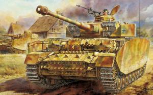 Military, Artwork, World War II, Painting, Tank, House, War wallpaper thumb