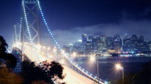San Francisco Bay Bridge Lights wallpaper thumb