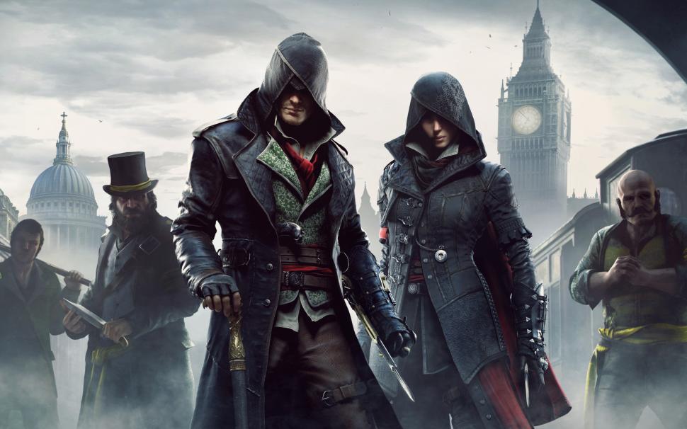 Assassins Creed: Syndicate, The Gang wallpaper,Assassins Creed: Syndicate HD wallpaper,Assassins HD wallpaper,killers HD wallpaper,sword HD wallpaper,walking stick HD wallpaper,hood HD wallpaper,Big Ben HD wallpaper,the station HD wallpaper,the gang HD wallpaper,2560x1600 wallpaper